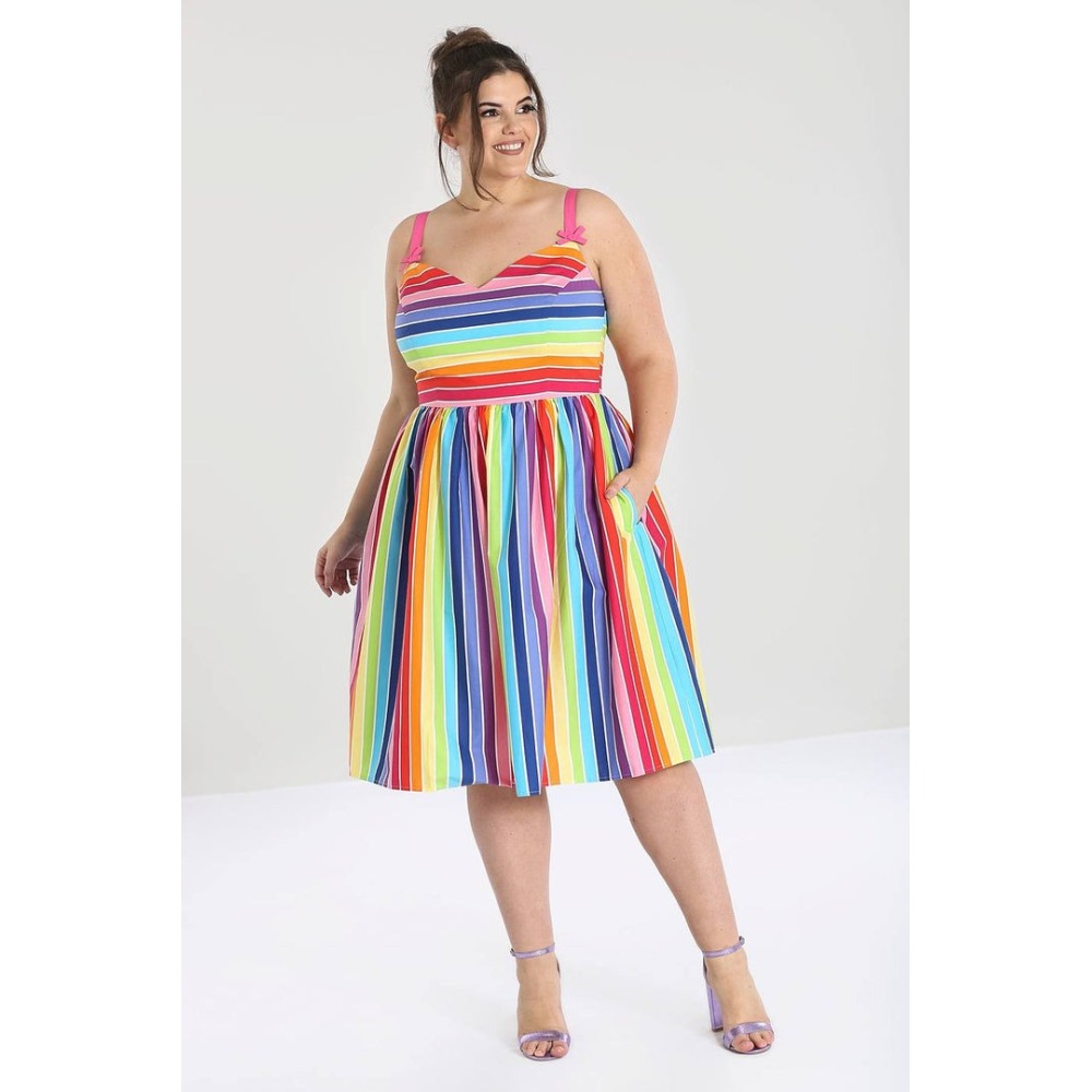 Hell Bunny - Over the Rainbow Flare Kleid - Regenbogen